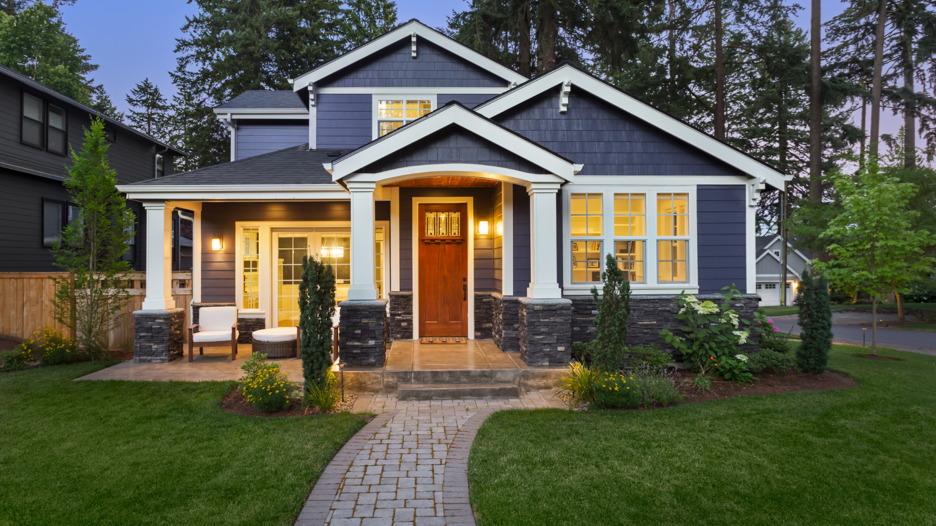 Modern home exterior with new windows